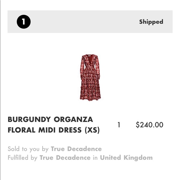 True decadence Burgundy Organza midi dress US4 - Picture 5 of 17